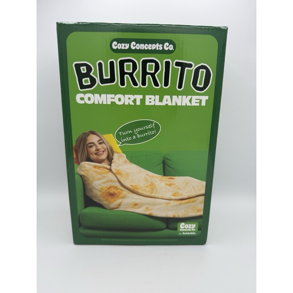 Burrito Comfort Blanket 65" Throw Cozy Concepts Super Soft Fleece Tortilla New